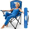 BEAU JARDIN Sedia Pieghevole Portatile Sdraio Imbottita da Casa Sedie da Campeggio Oversize Pieghevole Campeggio 150 KG con Braccioli e Porta Bevande Resistenti Sedia da Pesca Blu