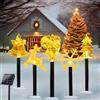 HEYIDAMAI Picchetti da giardino solari per esterni Natale, 5 pezzi LED bastoncini luminosi da giardino solari 37cm, picchetti da giardino LED solari Natale, lampada decorativa solare lampada da giardino per
