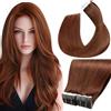 LaaVoo Extension Capelli Veri Biadesivo 40pz Rosse Marrone Umani Lisci Remy Extension Biadesive Capelli Veri Invisibile Adesive 35cm 80g #33