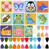 Pllieay Set da Ricamo per Principianti 10-in-1 per Bambini, Kit di Ricamo include 10 pezzi di Tela in Plastica con Motivo, 15 Fili, 5 Aghi da Tessitura, Kit di Cucito per Principianti con Istruzioni