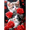 QENSPE Gatto Diamond Painting Kit Completo, DIY Rosa Pittura Diamante per Adulti 5D Rotondo Diamantini Strass Mosaico Art Artigianato Decorazioni da Parete - 30x40cm