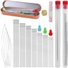 EUGENEKELLY Set 70 aghi per perline lunghi e dritti, Aghi per Perline, in 5 misure e scatola in ferro per la produzione di braccialetti argento con 1 metro a nastro