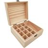 Anktily Scatola di ordinamento in legno non rifinita con 13 scomparti, 17 x 15 x 8,5 cm, scatola in legno non verniciata con chiusura per piccoli oggetti, gioielli, portabuste da tè