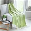 LINEN & COTTON Plaid, Coperta STONEWOLD - Verde Oliva, 140x200 cm | 100% Lana Merinos, Design a spina di pesce, Adatto per letto e divano, Singolo / Matrimoniale, Classico e Senza Tempo