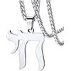 FaithHeart Collana Portafortuna Chai Simbolo Portafortuna Ebraico Collana della Vita Gioielli Amuleto Cultura Ebraica Argento Nero Oro da Uomo Unisex Regali Creativi Insoliti