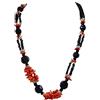 Sicilia Bedda - Collana con Corallo Rosso del Mediterraneo e Agata Nera - Prodotto realizzato a mano.