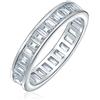 Bling Jewelry Stile Art Déco AAA CZ Taglio Smeraldo Cubic Zirconia Eternity Baguette Anello di Anniversario di Matrimonio per Donne in Argento Sterling .925 4MM