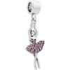 LSxAB Ciondolo Ballerina Rosa con Bambina Danzante e Scarpe, Compatibile con Braccialetti Pandora, Rame, Nessuna pietra preziosa