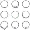 JeweBella 9PCS 16G Piercing Naso Anelli Acciaio Chirurgico Septum Piercing Cartilagine Orecchini Cerchio Donna CZ Opale Piercing Nose Argento Labbro Anello Conch Daith Septum Helix Piercing Gioielli