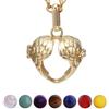 Morella Collana Donna Acciaio Inossidabile Oro 70 cm con Ciondolo con Cuore e Ali di Angelo e 7 Sfere con Pietre preziose Gemme minerali in Un Sacchetto di Velluto