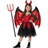 Mishopy Costume Diavolo Bambina Costumi Halloween Ali da Diavolo Mantello con Cerchietto e Tridente Vestito Diavoletta per Carnevale Natale Compleanno Cosplay