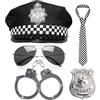 REDSTAR FANCY DRESS Costume da Poliziotto per Adulti - Set da 5 Pezzi con Accessori: Cappello, Manette, Distintivo, Cravatta e Occhiali da Sole - Ideale per Uomo, Donna e Bambini per Costumi e Travestimenti di Halloween