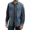 Wrangler Men's Retro Two Pocket Long Sleeve Snap Shirt, Blue Denim, XXL