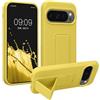 kwmobile 1x Custodia Compatibile con Google Pixel 10 / Pixel 10 PRO - Cover Supporto Dita - Back Case per Smartphone - Protezione Gommata Giallo radiante