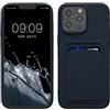 kwmobile Custodia Compatibile con iPhone 15 Pro Max Cover - Back Case Cellulare con Slot Porta Carte - Morbida in Silicone TPU blu scuro
