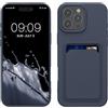 kwmobile Custodia Compatibile con Apple iPhone 16 Pro Max Cover - Back Case Cellulare con Slot Porta Carte - Morbida in Silicone TPU blu scuro