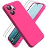 Ikziwreo Cover per OPPO Reno 14 FS 5G/OPPO Reno 14 F 5G/4G, con 2 Proteggi Schermo in Vetro Temperato, Case Protettiva Gomma Antiurto, Gel di Silicone Liquido Antiurto Custodia - Rosa Brillante