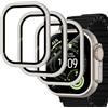 Simpeak 3 Pezzi Pellicola Protettiva Compatibile con Apple Watch Ultra 3/2/ 1 49mm, Pellicola in Vetro Temperato con Telaio in Lega di Alluminio, Durezza 9H, Antigraffio, Impermeabile (Oro titanio)