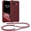 kwmobile Custodia Compatibile con Google Pixel 9a Cover - Back Case in Silicone TPU - Protezione Smartphone con Cordino - viola bordeaux