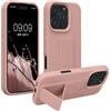 kwmobile 1x Custodia Compatibile con Apple iPhone 16 PRO - Cover Supporto Dita - Back Case per Smartphone - Protezione Gommata Rosa Antico