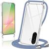 Micnkifo Cover con Cordino per Samsung Galaxy A56, Trasparente Silicone Sottile Morbido Custodia con Regolabile Collana Laccio Tracolla, Antigraffio Antiurto Proteggere Case con Corda, Grigio