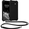 kwmobile Custodia Compatibile con Google Pixel 9a Cover - Back Case in Silicone TPU - Protezione Smartphone con Cordino - nero