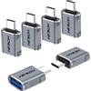 HOWJIM Adattatore da USB C a USB 6 Pezzi,OTG 10Gbps Adattatore USB C Maschio a USB A 3.2 Femmina,3A Ricarica rapida per Phone 17/16/15 Pro Max,Pad Pro,M-acBook Pro/Air,D-ell XPS,Chrome-book Grigio