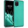 kwmobile Custodia Compatibile con Samsung Galaxy A12 Cover - Back Case Morbida - Protezione in Silicone TPU Effetto Metallizzato turchese metallico