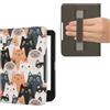 kwmobile Custodia Cinturino Mano Compatibile con KoboClara BW/Colour Cover - eBook Reader Case - Cover eReader Simil Pelle Gatti