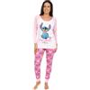 Disney Pigiama lungo da donna Disney Lilo e Stitch Stay Weird rosa bianco rosa 44/46 IT