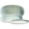 MÄSER Set di piatti da portata in gres Frozen verde, 39 x 21 x 25 cm