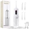 Puokmy Idropulsore Dentale Portatile Pulizia Denti Rimuovi Tartaro, Water Flosser, Irrigatore Orale Senza Fili, Wasserdicht und Wiederaufladbar 4 Düsen 1 Ladekabel Geeignet für Reisen