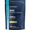 Horbäach NAC N-Acetil-Cisteina 600mg | 6 Mesi di Fornitura -180 Capsule in Polvere | N Acetyl Cysteine | Horbaach