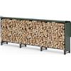 VOUNOT® Legnaia da Esterno in Metallo, Ripiano per Legna da Ardere, Portalegna con Copertura Impermeabile, 300 x 116 x 36 cm, Verde