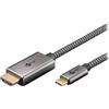 goobay Cavo da USB C a HDMI 2.0 da 2 m - Connessioni placcate in oro, risoluzioni Ultra HD fino a 4K @ 60 Hz, da USB-C a HDMI per laptop, PS5, Xbox, Apple TV 4K, accessori TV - Cavo in tessuto - 75700