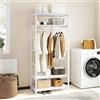 YITAHOME Appendiabiti da ingresso alto, con 4 ripiani, appendiabiti da pavimento con scarpiera, per corridoio, soggiorno, bianco