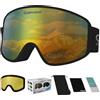 OUTDOORSPARTA Lente magnetica Occhiali da sci Snowboard Occhiali da sci OTG per gli uomini Donne Adulto(1. Cornice Nera, Obiettivo Completo Specchiato Oro)