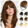 Sofeiyan Clip in Pony 100% capelli naturali Clip in Bangs con templi capelli umani Bangs Pony Extension Bangs con capelli naturali Remy per le donne,Marrone Scuro