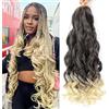 ACUTEBAO Curly Braiding Hair for Box Braids 24 Inch 8 Packs Pre Stretched French Braiding Hair With Curly Ends French Curl Braids Crochet Hair Extensions for Women(24inch,4/613#)