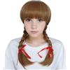 Linfairy Parrucca lunga intrecciata castana con nastri per costume cosplay di Halloween per donna (Small)