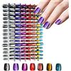 Laza 210pcs Cat Eye Press on Nails per le donne 7 colori brevi quadrati riutilizzabili punte per unghie in 15 dimensioni unghie finte da salone di lunga durata Stick on unghie finte in acrilico