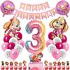 Siphus Compleanno Paw Dog 3 anni, decorazione compleanno ragazza, palloncini Sky Cane Canina, palloncino numero 3 rosa, striscione Happy Birthday, decorazione torta come decorazioni di compleanno per bambini