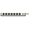 EHMANN 0601x00072031 - Ciabatta elettrica universale in alluminio, a 7 prese, con interruttore illuminato, cavo da 1,5 m