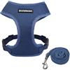 OYIWINMI Pettorina per cani di piccola taglia, guinzaglio incluso, non tira a forma di Y, facile da camminare, regolabile, per cani di piccola taglia, per cuccioli di labrador (blu, XL)