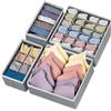 SURLIFE Organizer Cassetti Armadio, Set di 4 Organizzatori per Biancheria Intima Pieghevole, Divisori per Cassetti Salvaspazio, per Reggiseni, Mutande, Calzini, Cintura, Cravatta (GRIGIO CHIARO)