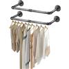 ESYNiC 2x60cm Tubi Appendiabiti da Parete in Ferro Stile Industriale Carico 25KG, Paio Attaccapanni da Muro Salvaspazio Porta Asciugamani 60x25cm per Ingresso Guardaroba Bagno - Nero Vintage