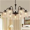 Ganeed Lampadario Moderno in Cristallo Metal Opaco Stile Francese Country Vintage Lampada Sospensione Regolabile Soffitto con Paralume Goccia Nero 7 Luci