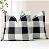 Sungeek, Set di 2 federe per cuscini in lino con motivo scozzese a quadri, 50 x 50 cm, decorative, natalizie, in tartan, quadrate, con bordo cucito, per divano, letto, soggiorno, 20 x 20 pollici