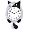 Lafocuse Orologio da Parete Gatto Design Grigio con Pendolo a Coda Mobile, Moderno Orologio da Muro Simpatico Decorativo per Soggiorno Camera da Letto Bambini, 40 x 23.5cm