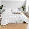 LINENWALAS Set di biancheria da letto in bambù naturale al 100%, 4 pezzi, con bordo plissettato e bordo plissettato, 1 lenzuolo con angoli e 2 federe (superking, bianco)
